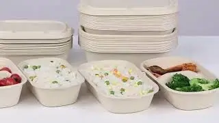 Disposable degradable packed pulp lunch box video