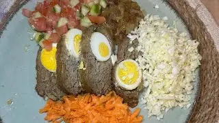 Comment faire un viande haché avec une pomme de terre hachée, accompagné avec des œufs dur