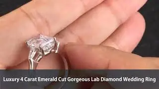 Luxury 4 Carat Emerald Cut Gorgeous Lab Diamond Wedding Ring