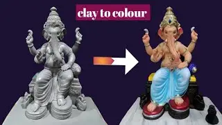 New clay  best Ganesh idol painting ! Step by step Ganapati painting