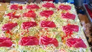 Японская Уличная Еда - Приготовления Лепёшки  Окономияки