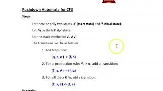Example of Conversion of a Context-free Grammar to a Pushdown Automata - Theory of Computation