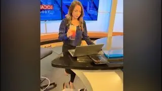 Full video on my patreon. Candid news reporter high heel standing dipping 