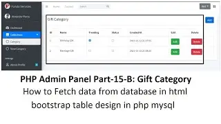 PHP Admin Part-15-B: Category - Fetch data from database in html bootstrap table design in php mysql