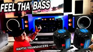 FEEL the Bass 🔊 2 ButtKicker Haptic transducers installed in the couch on 2 1000 Watt amps