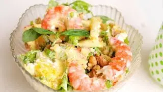 Праздничный салат из креветок с ананасами