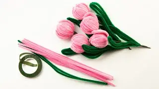Tulip flowers | Chenille wire flower | How to make decor room from Pipe Cleaners #pipecleanercrafts
