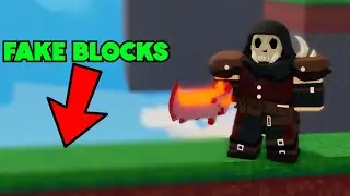 Tricking noobs with FAKE BLOCKs 😂 (Roblox Bedwars)
