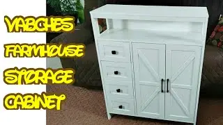 Vabches Farmhouse Storage Cabinet with 2 Doors & 4 Drawers assemble and review
