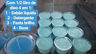 FAÇA COM 1/2 LITRO DE ÓLEO ESSA RECEITA 4 EM 1!!! SABÃO LÍQUIDO, DETERGENTE, PASTA BRILHO E BASE.