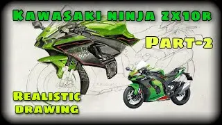 Kawasaki ninja zx10r realistic drawing 😍 || part-2 #drawing #art #kawasaki