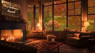 Cozy Autumn Ambience: Fireside Crackling & Fall Views - 8 Hours of Relaxing Fireplace Sounds