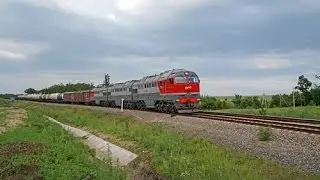Тепловоз 3ТЭ116У-005 с грузовым поездом