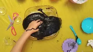Making black slime at home Satisfying slime