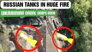 Ukrainian drone drops bomb into Russian tank open hatch with precision