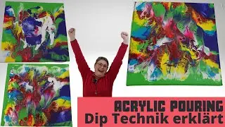Acryl Giessen Dip Technik - Experimente mit gebrauchter Leinwand