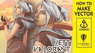 HOW TO DRAWING VECTOR ART JETT VALORANT COSPLAY CHARACTER USING COREL DRAW