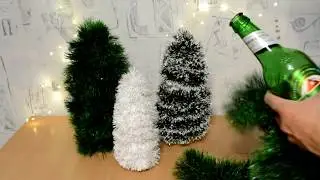 Елочка  своими руками из мишуры и бутылок за 10 минут целый лес 🎄