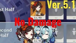 【原神】Ver.5.1 千織＆エウルアの両単騎で螺旋12層 星9クリア / Ver.5.1 Spiral Abyss Floor 12 Chiori ＆ Eula Solo ☆9 Stars