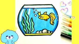 Aquarium with fish How to Draw step by step 🐟 Easy Drawings for Kids