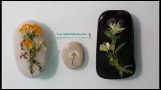 Como decorar piedras con flores secas