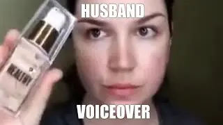 Husband does a voiceover to his wife's makeup tutorial