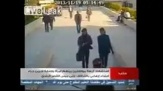 CCTV footage captures mortar or rocket attack in Syria