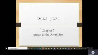 Java I   Chapter 7   Class 1   Part 1   Arrays