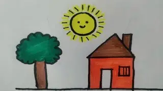 How to draw scenery | Draw House 🏠 for toddlers #viral #trending #art #easydrawing #kidsvideo #draw