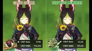 Tighnari Gilded Dreams vs Deepwood Memories - Artifact Comparison