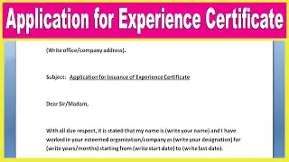 Write application for Experience certificate // How to write experience certificate application
