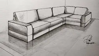 Gambar Perspektif 2 Titik Hilang Kursi Tamu