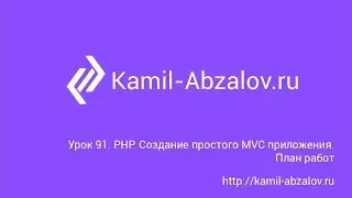Lesson 91. Create simple php mvc app. Work plan