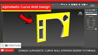 Alphabetic Curve wall Opening Arch design 3dsmax hindi tutorials 