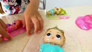 CHALLENGE SLIM! SLIMS attacked the LOL doll! СЛАЙМЫ НАПАЛИ НА КУКОЛКУ ЛОЛ!