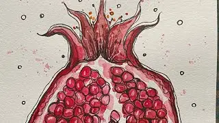 Draw a pomegranate fruit. 