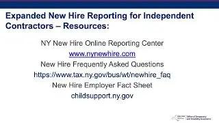 New Hire Reporting for Independent Contractors