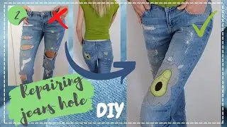 REPAIRING JEANS HOLE _AVOCADO / KOT PANTOLON DELİK TAMİRİ / КАК ЗАШИТЬ ДЫРКИ НА ДЖИНСАХ_ДЕКОР. ЛАТКИ