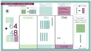 Double Digit Addition with Regrouping Using Base Ten Blocks- Regroup Both Digits