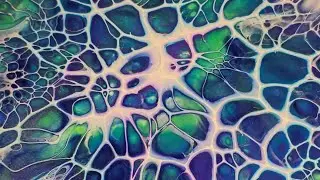 566 - Blue-Green Bloom | Using up Paint  | #acrylicpouring #paintpouring #bloom #sheleeart