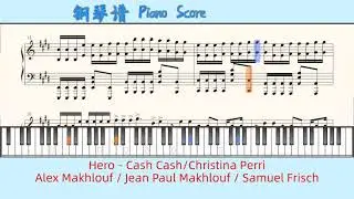 Hero - Cash Cash/Christina Perri🎹Piano Score钢琴谱 指法⭐️Alex Makhlouf/Jean Paul Makhlouf/Samuel Frisch