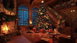 Nostalgic Christmas Music 2025 | Christmas Ambience w/ Snow Sounds | Crackling Fireplace