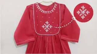 boutique style low budget frock design_complete cutting, stitching and embroidery tutorial.