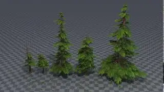 Low polly pine tree handpainted props