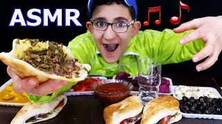 اصوات الاكل الحقيقية - أول مرة 4 لفات كص عراقي باللحم (شاورما) أكلتهم كلهم ؟!!!!😱 ASMR SOUND  EATING