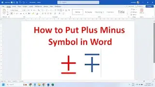 How to Put Plus Minus Symbol in Word