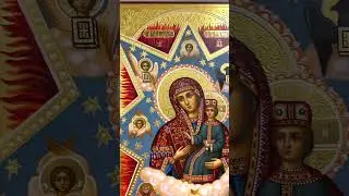 Рукописная икона Неопалимая Купина с резьбой