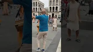 Italian 🇮🇹 gentlemen appreciating Harinam Sankirtan, chanting Hare Krishna Mahamantra.