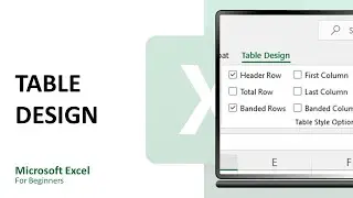 Table Design Cover - Excel for Beginners 4 Lesson