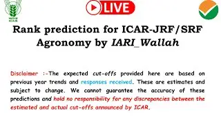 Know your Rank 🤔| ICAR PG/JRF 2024 |Expected cut off by IARI wallah